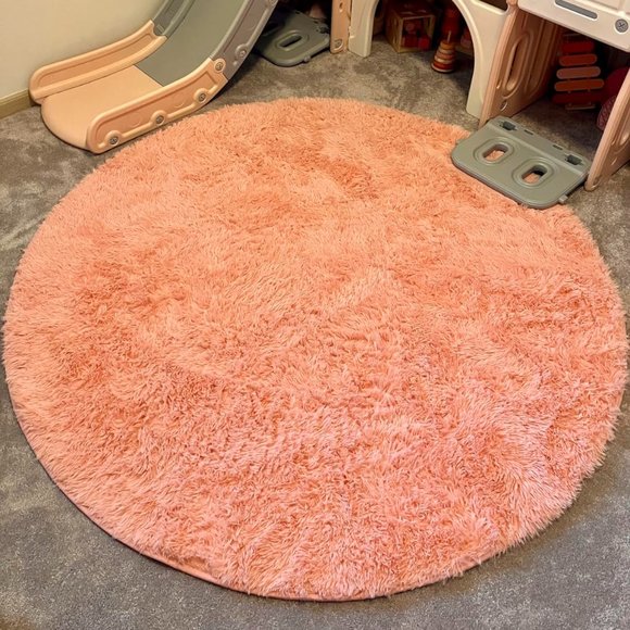 Coral Pink Round Area Rug 4ft - Picture 1 of 1